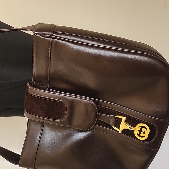 Rare GUCCI Mahogany Leather Unisex GG Saddle Bag Original Dustbag + Entrupy COA - Picture 14 of 16